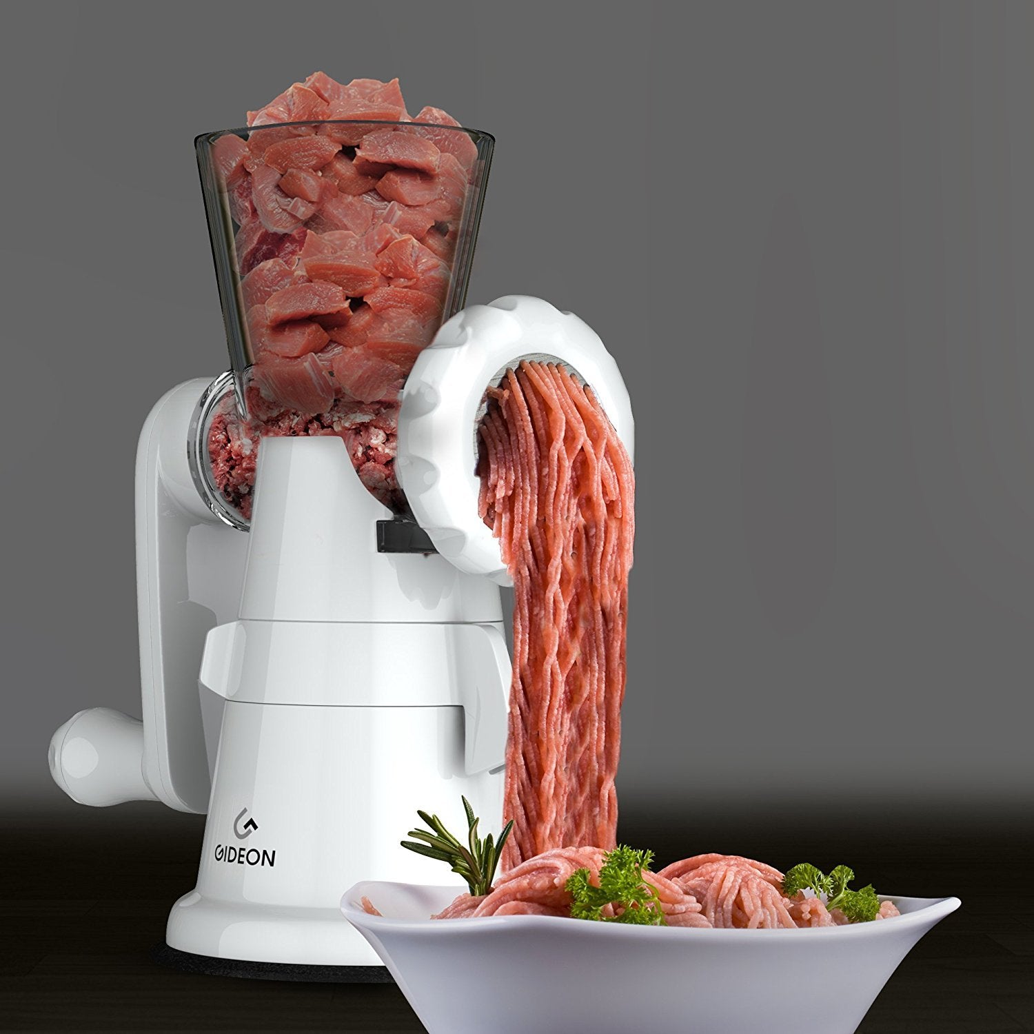 Gideon Hand Crank Manual Meat Grinder Heavy Duty Stainless Steel Blades With Powerful Suction Base Effortlessly Grind Meat, Vege